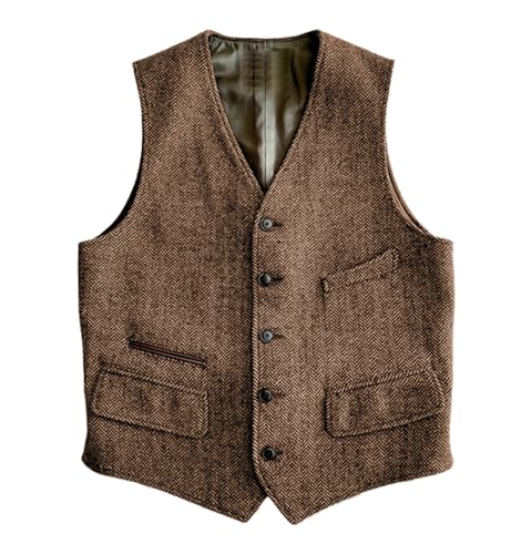 Solovedress Wolle Anzugweste Formale Regular Fit Weste Anzug Weste für Hochzeit Groomsmen(Brown,XXXL) von Solovedress