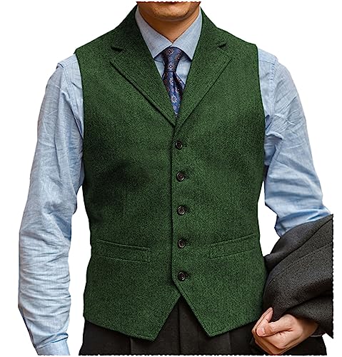 Solovedress Wolle Anzugweste Formale Regular Fit Weste Anzug Weste für Hochzeit Groomsmen(Green,XXL) von Solovedress