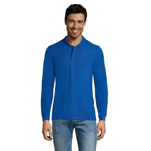 SOLS Herren Polo Mens Long-Sleeve Piqué Shirt Perfect 02087 Royal Blue XL von SOLS