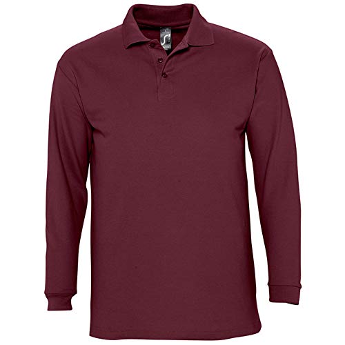 Sols Herren Winter II Pique Langarm-Shirt/Polo-Shirt, Langarm (2XL) (Burgunder) von SOL'S