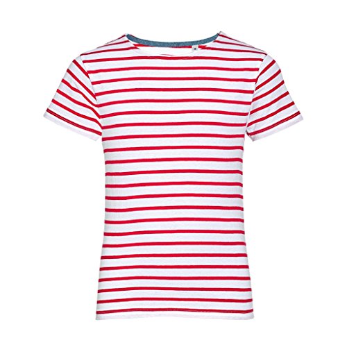 Sols Kinder Miles Kurzarm T-Shirt, gestreift (4 Jahre) (Weiß/Rot) von SOL'S