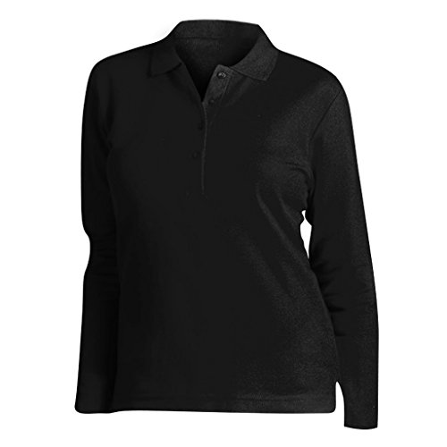 Sols Podium Damen Pique Polo-Shirt, Langarm (Medium) (Schwarz) von SOL'S