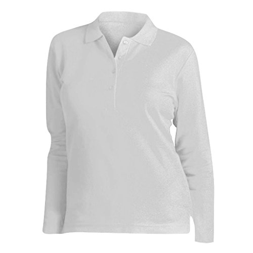 Sols Podium Damen Pique Polo-Shirt, Langarm (Medium) (Weiß) von SOL'S