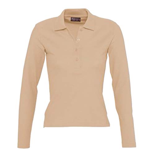 SOLS Podium Damen Pique Polo-Shirt, Langarm (S) (Sand) von SOL'S