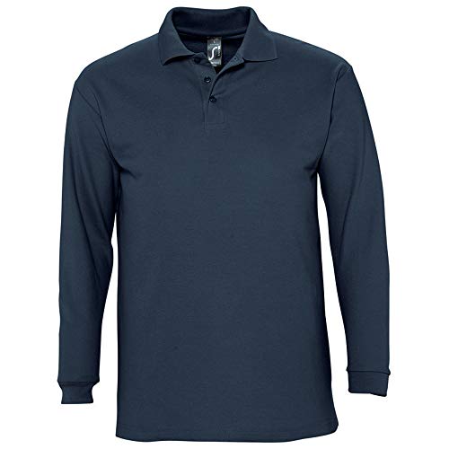 Sols Herren Winter II Pique Langarm-Shirt/Polo-Shirt, Langarm (L) (Marineblau) von SOL'S