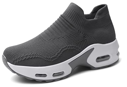 Solshine Damen Laufschuhe Slip on Atmungsaktive Sneakers Turnschuhe D150 Grau 36EU von Solshine