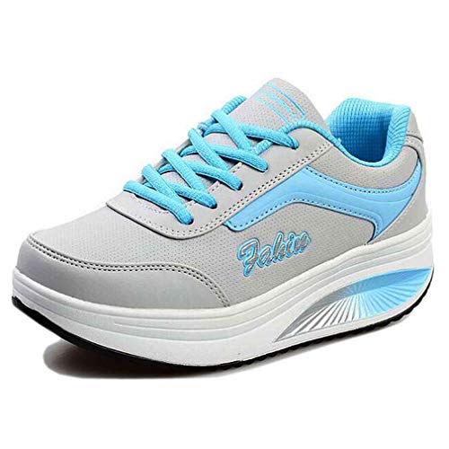 Solshine Damen Mädchen Plateau mit Keilabsatz Walkmaxx Schuhe Runners Turnschuhe Fitnessschuhe Blau3 35EU von Solshine