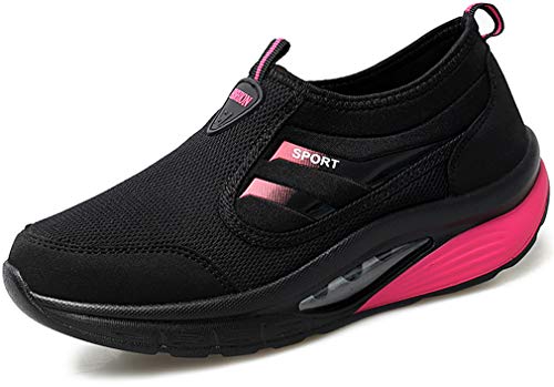 Solshine Damen Mesh Plateau Walkmaxx Air Sportschuhe Shape Ups 562 Schwarz&Pink 37EU von Solshine