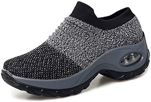 Solshine Damen Mesh Plateau mit Luftpolster Slip on Turnschuhe 579 Grau 37EU von Solshine