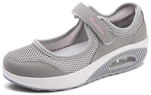 Solshine Damen Mesh Sommerschuhe Plateau Fitness Sneakers 787 Grau 38EU von Solshine