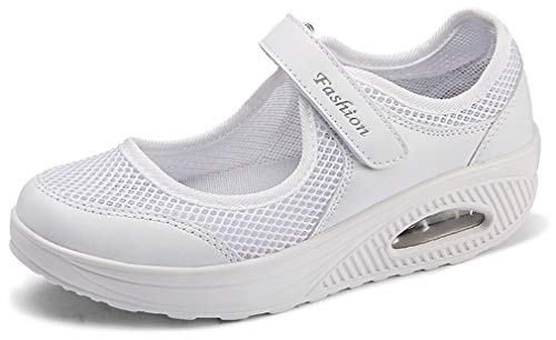 Solshine Damen Mesh Sommerschuhe Plateau Fitness Sneakers 787 Weiss 35EU von Solshine