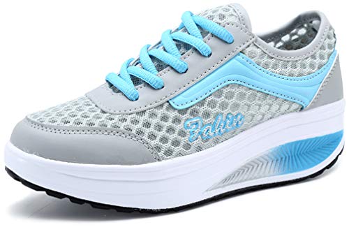 Solshine Damen Netz Sneakers Plateauschuhe Sportschuhe A233 Blau3 35EU von Solshine