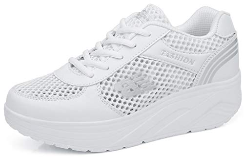 Solshine Damen Netz Sneakers Plateauschuhe Sportschuhe A233 Weiss 36EU von Solshine