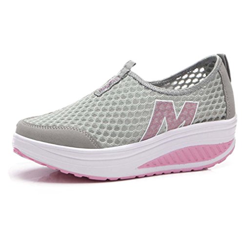 Solshine Damen Netz mit Keilabsatz Laufschuhe Sport Freizeitschuhe Atmungsaktiv 36 EU / 3.5 UK / 5.5 US grau von Solshine