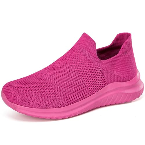 Solshine Damen Sportschuhe Mesh Laufschuhe Slip on Sneakers D307 Pink 41EU von Solshine