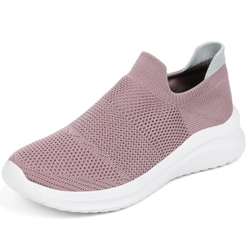 Solshine Damen Sportschuhe Mesh Laufschuhe Slip on Sneakers D307 Rosa 40EU von Solshine