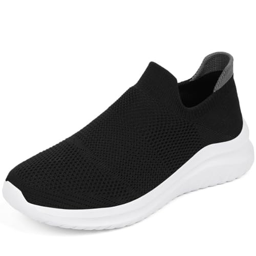 Solshine Damen Sportschuhe Mesh Laufschuhe Slip on Sneakers D307 Schwarz2 43EU von Solshine