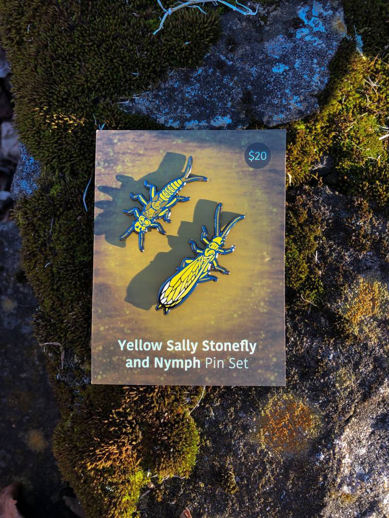 Gelbe Steinfliege Und Nymphe Pin Set von SolsticeHandmadeShop