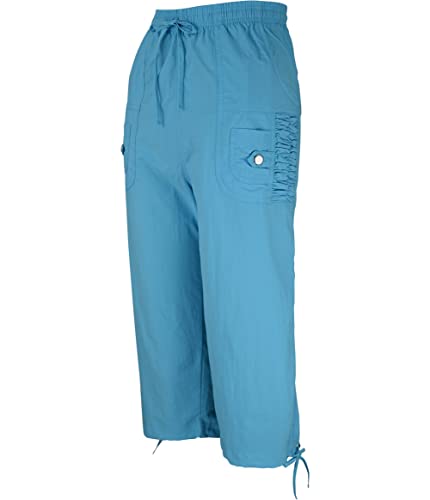 Soltice Damen Capri Cargo Hose Stretch Knielang Freizeitshose mit Seitentasche Bequem und Modern (M bis 3XL) (2XL, [M5] Ozean) von Soltice