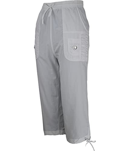 Soltice Damen Capri Cargo Hose Stretch Knielang Freizeitshose mit Seitentasche Bequem und Modern (M bis 3XL) (XL, [M5] Weiss) von Soltice