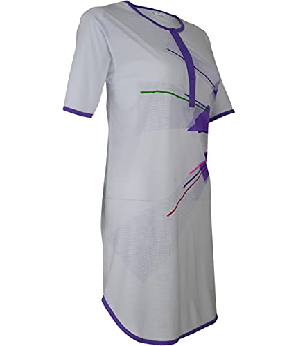 Soltice Damen Kurze Nachthemd, Schlafrock, Schlafanzug, Pyjama, Nachtwäsche, Nachtkleid, Schlafshirt aus 100% Baumwolle (M bis 3XL) (2XL, [M6] Weiss-Lila) von Soltice