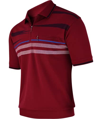 Soltice Herren Kurzarm Poloshirt, Polohemd, Gestreifte Blousonshirt mit Brusttasche aus Baumwoll-Mix, Größe M bis 3XL (M, [D] Bordeaux) von Soltice