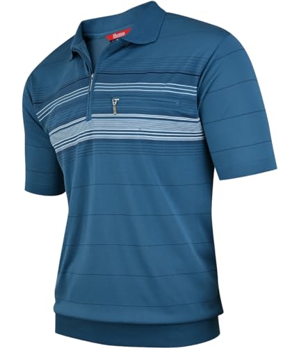 Soltice Herren Kurzarm Poloshirts, Gestreifte Poloshirts, Blousonshirts, Golfshirts mit Brusttaschen aus Baumwoll-Mix M, [M2] Türkis von Soltice