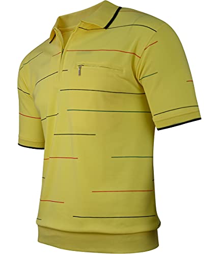 Soltice Herren Kurzarm Poloshirts, Karierte Kragen Hemd, Gestreifte Polo Shirts, Blousonshirts aus Baumwoll-Mix (M bis 3XL) (2XL, [D4] Gelb) von Soltice