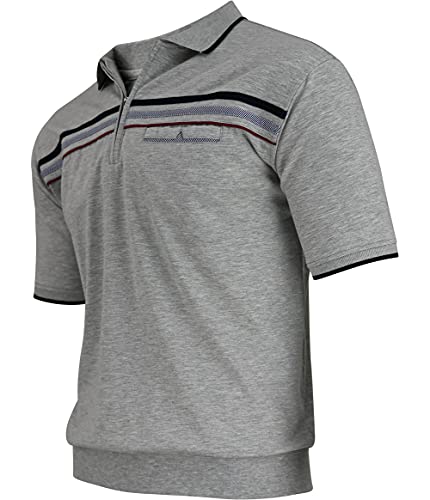 Soltice Herren Kurzarm Poloshirts, Karierte Kragen Hemd, Gestreifte Polo Shirts, Blousonshirts aus Baumwoll-Mix (M bis 3XL) (L, [D3] Grau) von Soltice