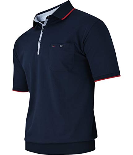 Soltice Herren Kurzarm Poloshirts, Karierte Kragen Hemd, Gestreifte Polo Shirts, Blousonshirts aus Baumwoll-Mix (M bis 3XL) (L, [D5] Navy) von Soltice
