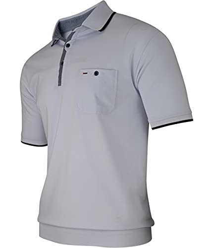 Soltice Herren Kurzarm Poloshirts, Karierte Kragen Hemd, Gestreifte Polo Shirts, Blousonshirts aus Baumwoll-Mix (M bis 3XL) (L, [D5] Weiss) von Soltice