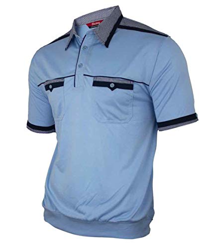 Soltice Herren Kurzarm Poloshirts, Karierte Kragen Hemd, Gestreifte Polo Shirts, Blousonshirts aus Baumwoll-Mix (M bis 3XL) (M, [D1] Himmelblau) von Soltice