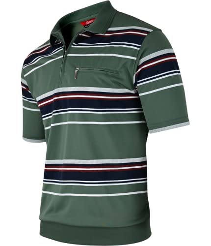 Soltice Herren Kurzarm Poloshirts, Karierte Kragen Hemd, Gestreifte Polo Shirts, Blousonshirts aus Baumwoll-Mix (M bis 3XL) (M, [D2] Oliv) von Soltice