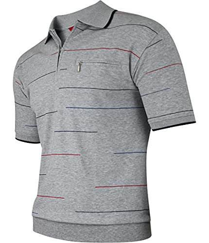 Soltice Herren Kurzarm Poloshirts, Karierte Kragen Hemd, Gestreifte Polo Shirts, Blousonshirts aus Baumwoll-Mix (M bis 3XL) (M, [D4] Grau) von Soltice