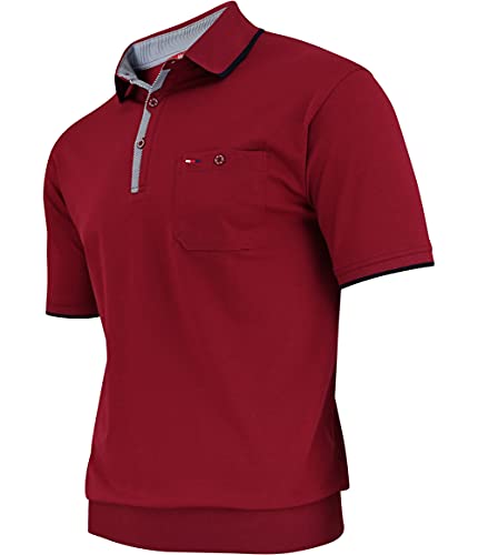 Soltice Herren Kurzarm Poloshirts, Karierte Kragen Hemd, Gestreifte Polo Shirts, Blousonshirts aus Baumwoll-Mix (M bis 3XL) (M, [D5] Bordeaux) von Soltice