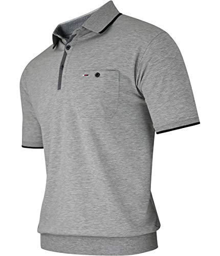 Soltice Herren Kurzarm Poloshirts, Karierte Kragen Hemd, Gestreifte Polo Shirts, Blousonshirts aus Baumwoll-Mix (M bis 3XL) (M, [D5] Grau) von Soltice