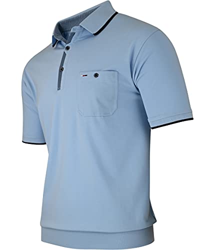 Soltice Herren Kurzarm Poloshirts, Karierte Kragen Hemd, Gestreifte Polo Shirts, Blousonshirts aus Baumwoll-Mix (M bis 3XL) (M, [D5] SkyBlue) von Soltice