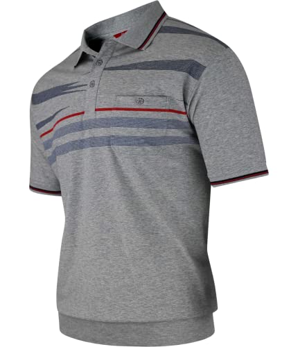 Soltice Herren Kurzarm Poloshirts Gestreifte Blousonshirts Baumwoll-Mix, Größe M bis 3XL (2XL, [M6] Grau) von Soltice