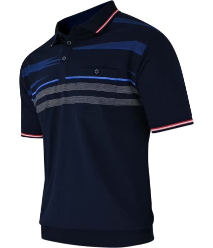 Soltice Herren Kurzarm Poloshirts Gestreifte Blousonshirts Baumwoll-Mix, Größe M bis 3XL (2XL, [M6] Navy) von Soltice