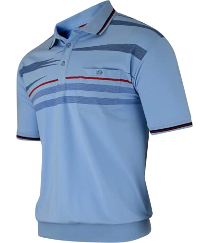 Soltice Herren Kurzarm Poloshirts Gestreifte Blousonshirts Baumwoll-Mix, Größe M bis 3XL (2XL, [M6] SkyBlue) von Soltice