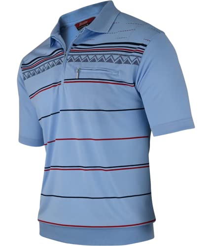 Soltice Herren Kurzarm Poloshirts Gestreifte Blousonshirts Baumwoll-Mix, Größe M bis 3XL (2XL, [M7] SkyBlue) von Soltice