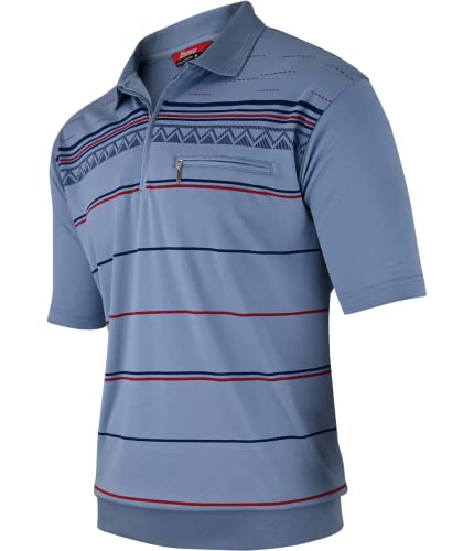 Soltice Herren Kurzarm Poloshirts Gestreifte Blousonshirts Baumwoll-Mix, Größe M bis 3XL (2XL, [M7] Steelblue) von Soltice