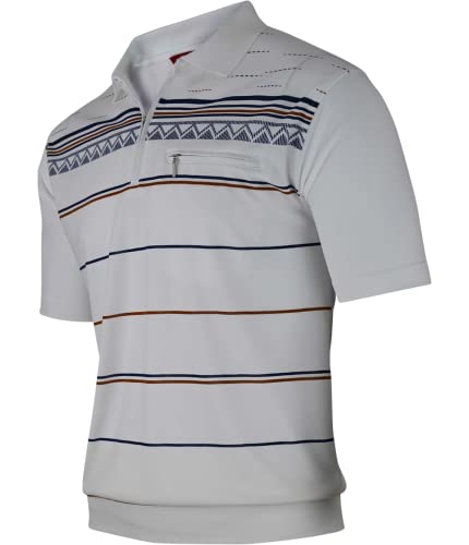 Soltice Herren Kurzarm Poloshirts Gestreifte Blousonshirts Baumwoll-Mix, Größe M bis 3XL (2XL, [M7] Weiss) von Soltice