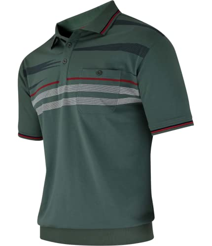 Soltice Herren Kurzarm Poloshirts Gestreifte Blousonshirts Baumwoll-Mix, Größe M bis 3XL (L, [M6] Grün) von Soltice