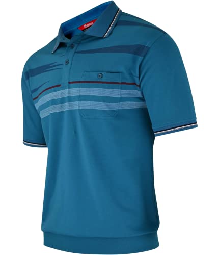 Soltice Herren Kurzarm Poloshirts Gestreifte Blousonshirts Baumwoll-Mix, Größe M bis 3XL (M, [M6] Türkis) von Soltice