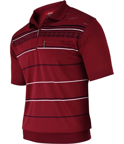 Soltice Herren Kurzarm Poloshirts Gestreifte Blousonshirts Baumwoll-Mix, Größe M bis 3XL (M, [M7] Bordeaux) von Soltice