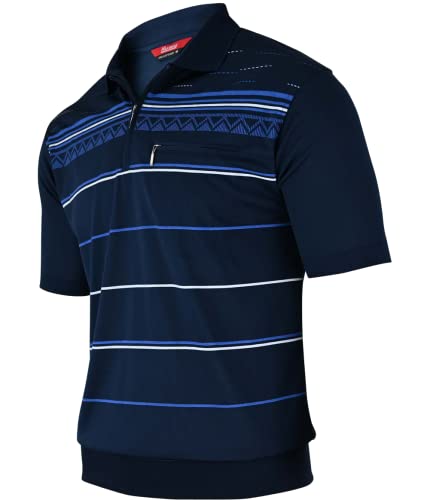 Soltice Herren Kurzarm Poloshirts Gestreifte Blousonshirts Baumwoll-Mix, Größe M bis 3XL (M, [M7] Navy) von Soltice