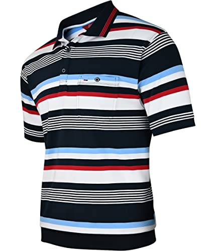 Soltice Herren Kurzarm Poloshirts mit Brusttasche, Polohemd, Gestreifte Blousonshirts Baumwoll-Mix (M bis 3XL), 3XL, [M1] Navy von Soltice