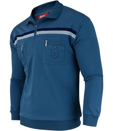 Soltice Herren Langarm Kariert Kragen Poloshirt, Polohemd, Blousonshirt aus Baumwoll-Mix (M bis 3XL) (M, Türkis) von Soltice