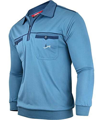 Soltice Herren Langarm Poloshirt mit Brusttasche, Polohemd Gestreift mit Kragen, Blousonshirt aus Baumwoll-Mix (M bis 3XL) (2XL, [M2] Türkis) von Soltice